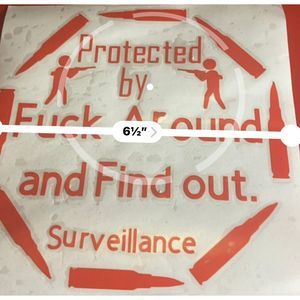 F*$! Around and find out surveillance vinyl decal 6 1/2” round handmade can cust